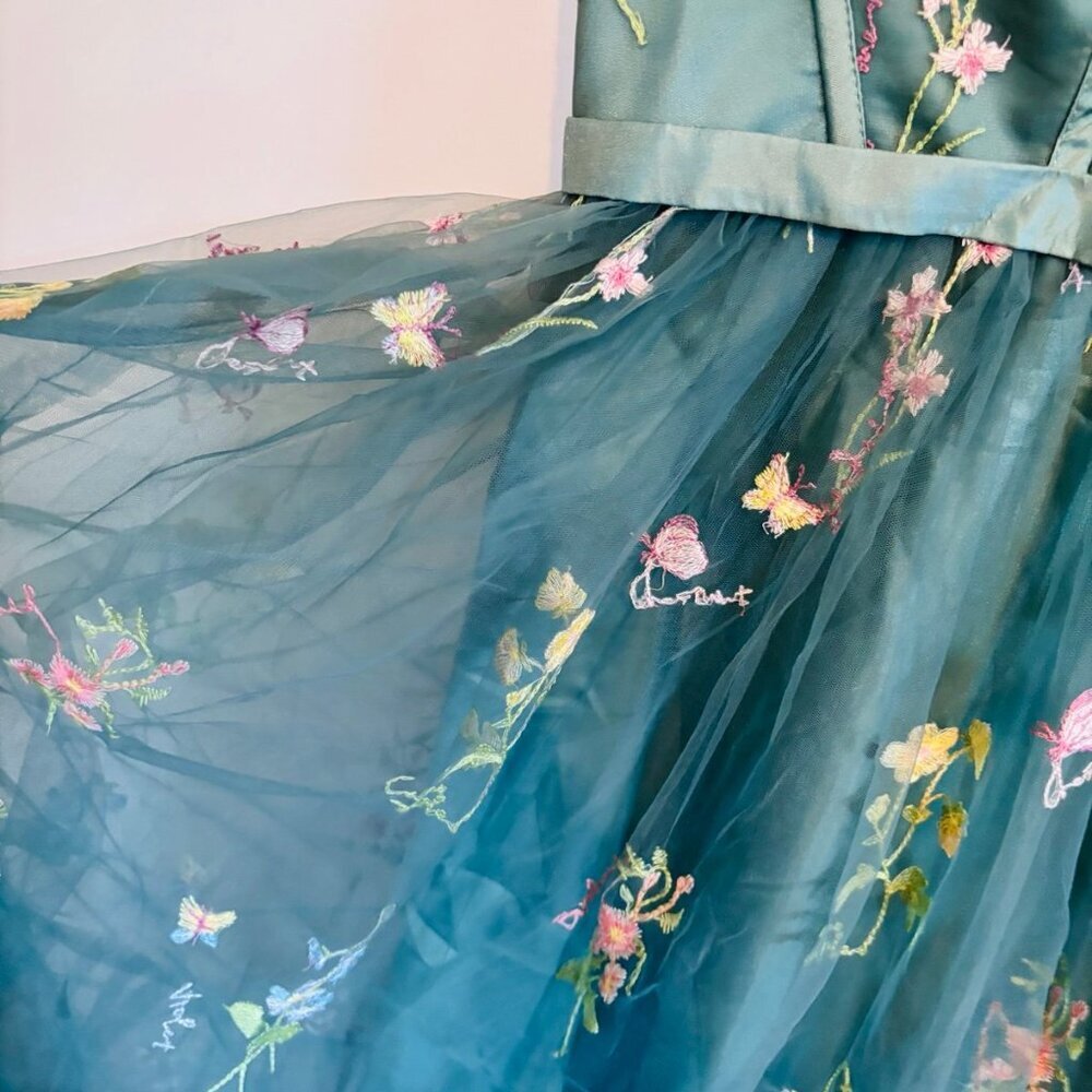 NWT Flower Embroidery Tulle Prom Dresses Tea Length - Picture 6 of 7